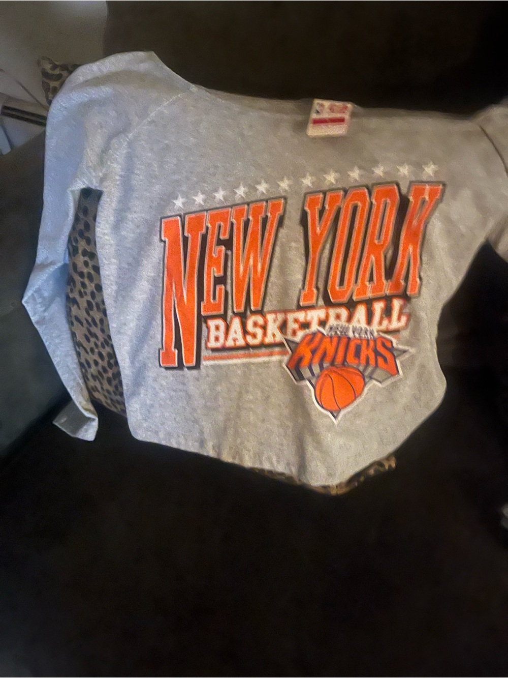 Fashion Nova Gray Sweatshirt with Orange New York Basketball Graphic